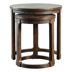 Furniture of America Wodela Solid Wood Nesting End Table in Espresso