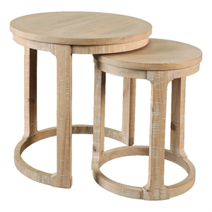Furniture of America Wodela Solid Wood Nesting End Table in Natural