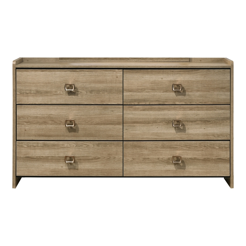 Furniture of America Valio Wood Dovetail 6-Drawer Dresser in Oak
