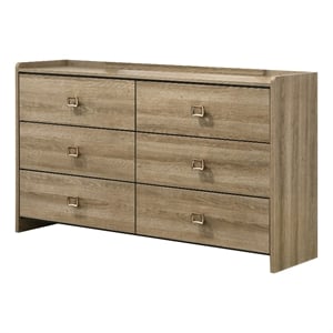 Furniture of America Valio Wood Dovetail 6-Drawer Dresser in Oak