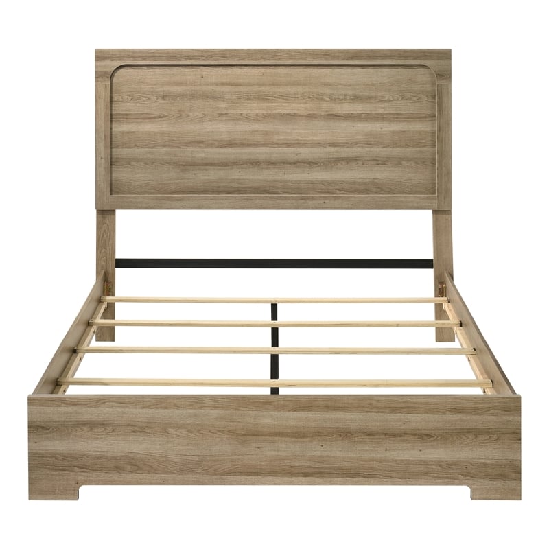 Furniture of America Valio Wood Dovetail King Panel Bed in Oak