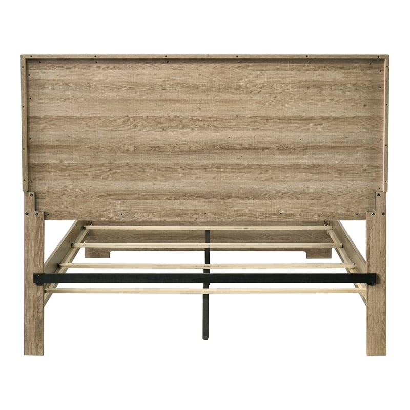Furniture of America Valio Wood Dovetail King Panel Bed in Oak