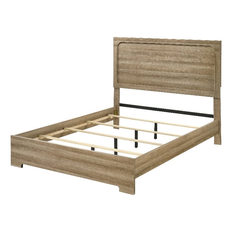 Furniture of America Valio Wood Dovetail King Panel Bed in Oak