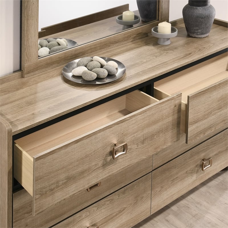 Furniture of America Valio Wood King 4-Piece Bedroom Set in Oak