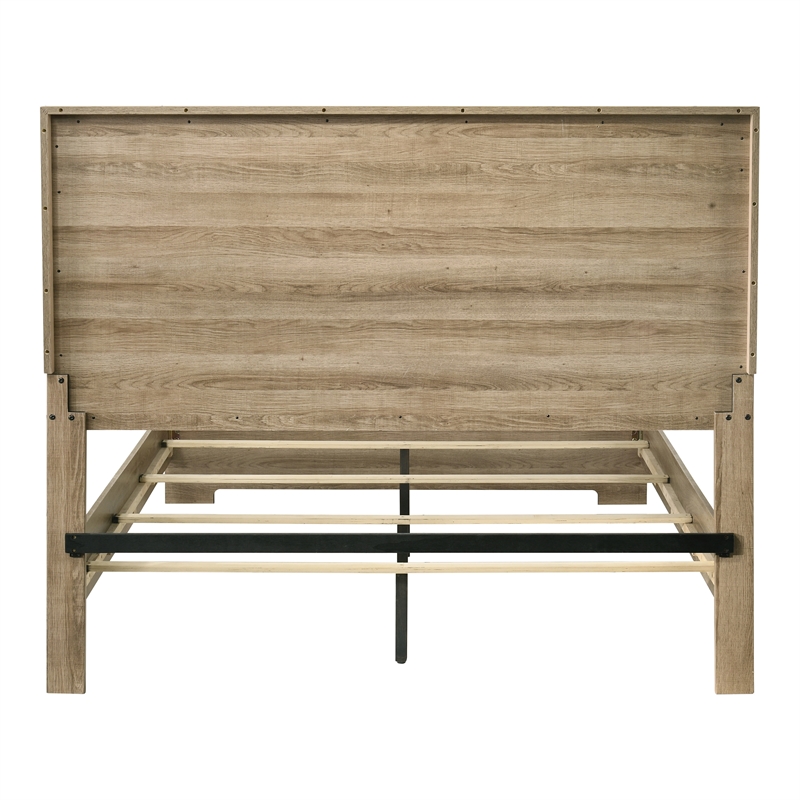 Furniture of America Valio Wood Queen Dovetail Panel Bed in Oak