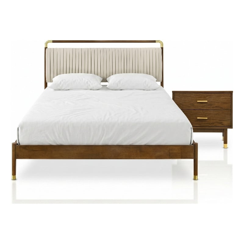 Furniture of America Korva Solid Wood King 2-Piece Bedroom Set in Walnut