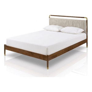 Furniture of America Korva Solid Wood Channel Tufting Queen Bed in Walnut
