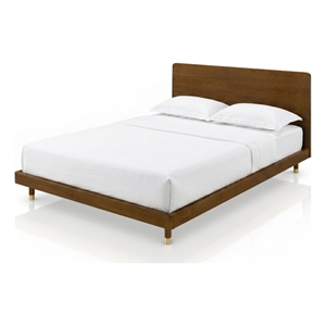 Furniture of America Korva Solid Wood Full Platform Bed in Walnut