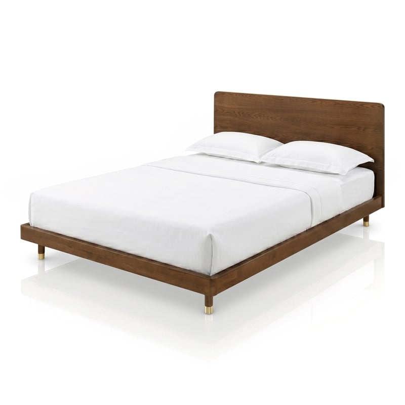 Furniture of America Korva Solid Wood King 2-Piece Bedroom Set in Walnut