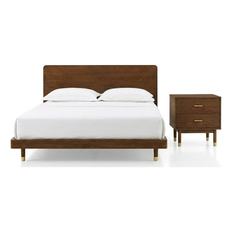 Furniture of America Korva Solid Wood King 2-Piece Bedroom Set in Walnut