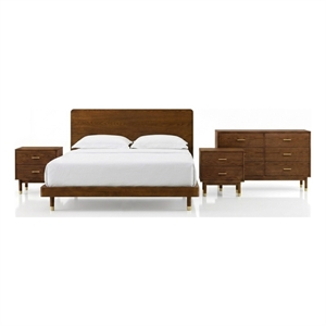 Furniture of America Korva Solid Wood Twin 4-Piece Bedroom Set in Walnut