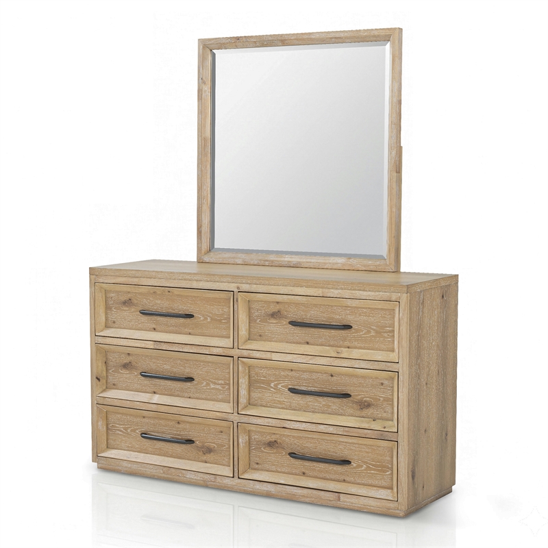Furniture of America Tupho Solid Wood King 4-Piece Bedroom Set in Natural