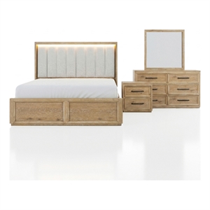 Furniture of America Tupho Solid Wood King 4-Piece Bedroom Set in Natural