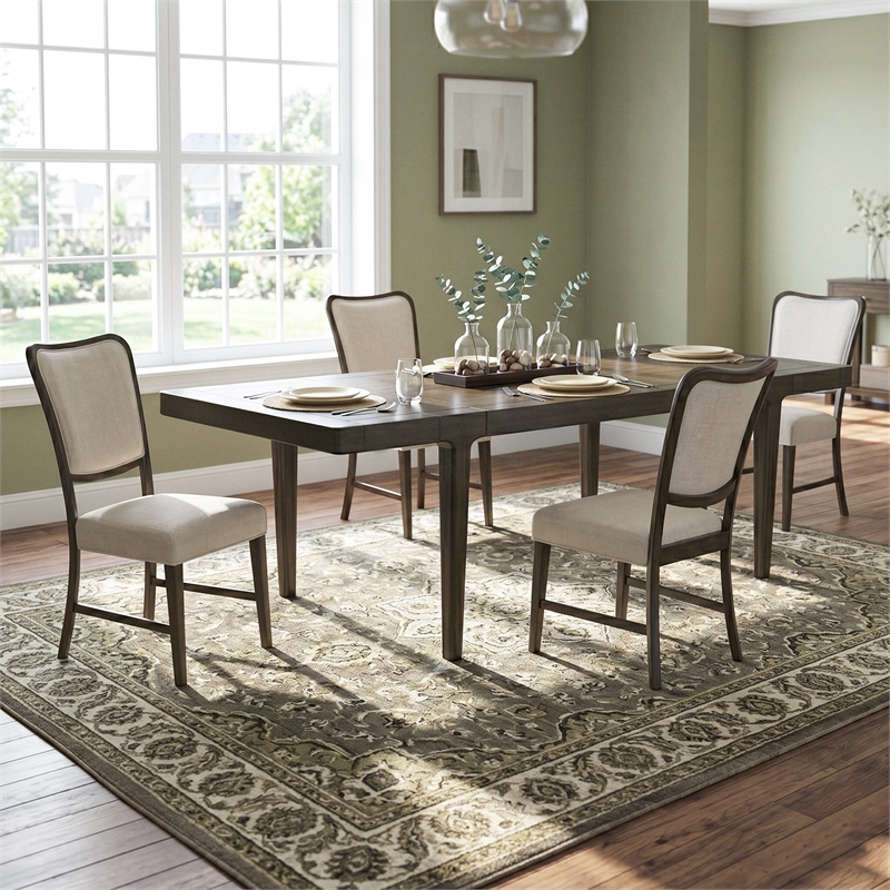Furniture of America Arlia Solid Wood 5-Piece Dining Table Set in Espresso