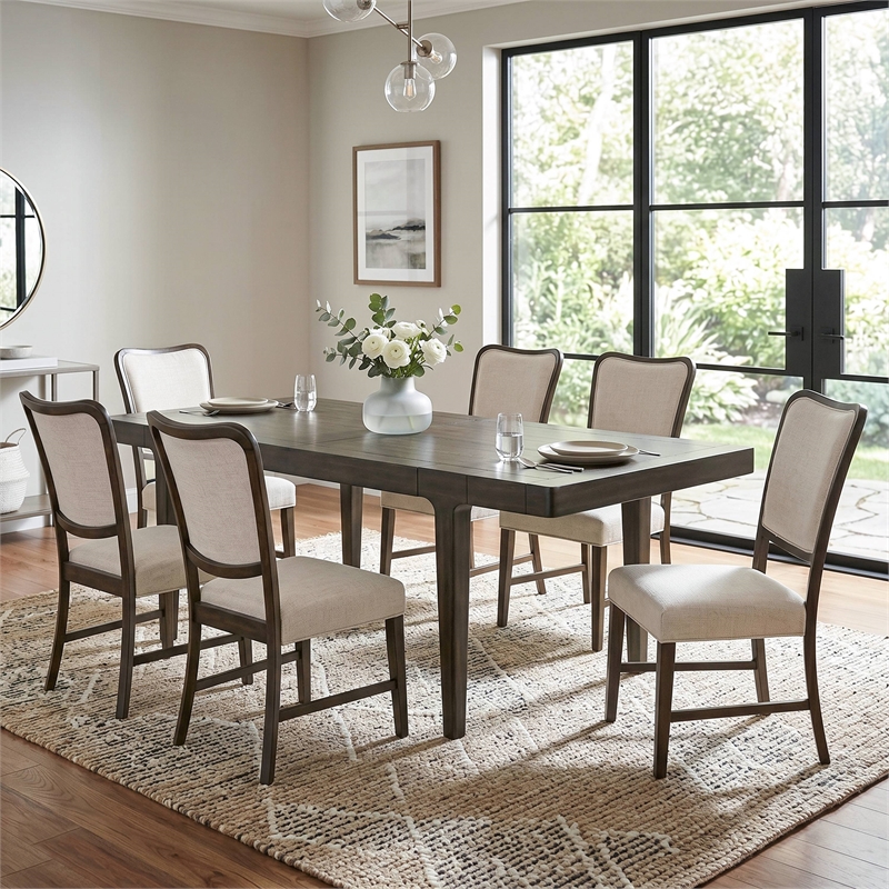 Furniture of America Arlia Solid Wood 7-Piece Dining Table Set in Espresso