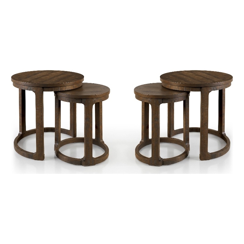 Furniture of America Wodela Solid Wood Nesting End Table in Espresso (Set of 2)