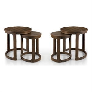 Furniture of America Wodela Solid Wood Nesting End Table in Espresso (Set of 2)