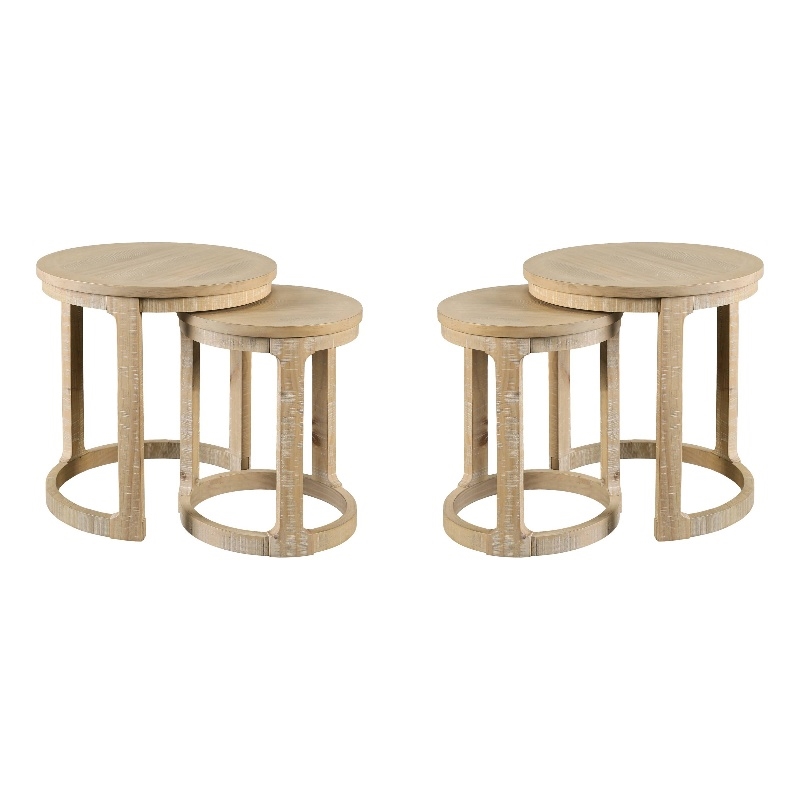 Furniture of America Wodela Solid Wood Nesting End Table in Natural (Set of 2)