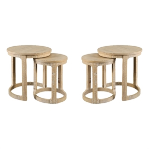 Furniture of America Wodela Solid Wood Nesting End Table in Natural (Set of 2)