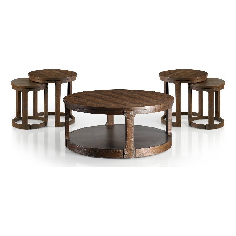 Furniture of America Wodela Solid Wood 3-Piece Coffee Table Set in Espresso