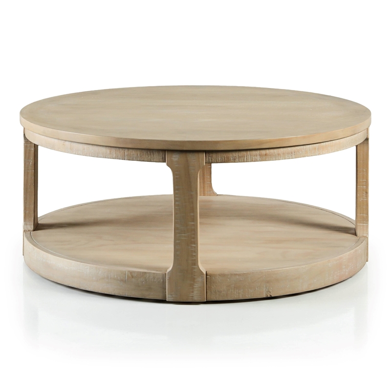 Furniture of America Wodela Solid Wood 3-Piece Coffee Table Set in Natural