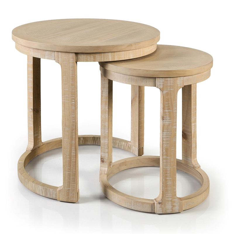 Furniture of America Wodela Solid Wood 3-Piece Coffee Table Set in Natural