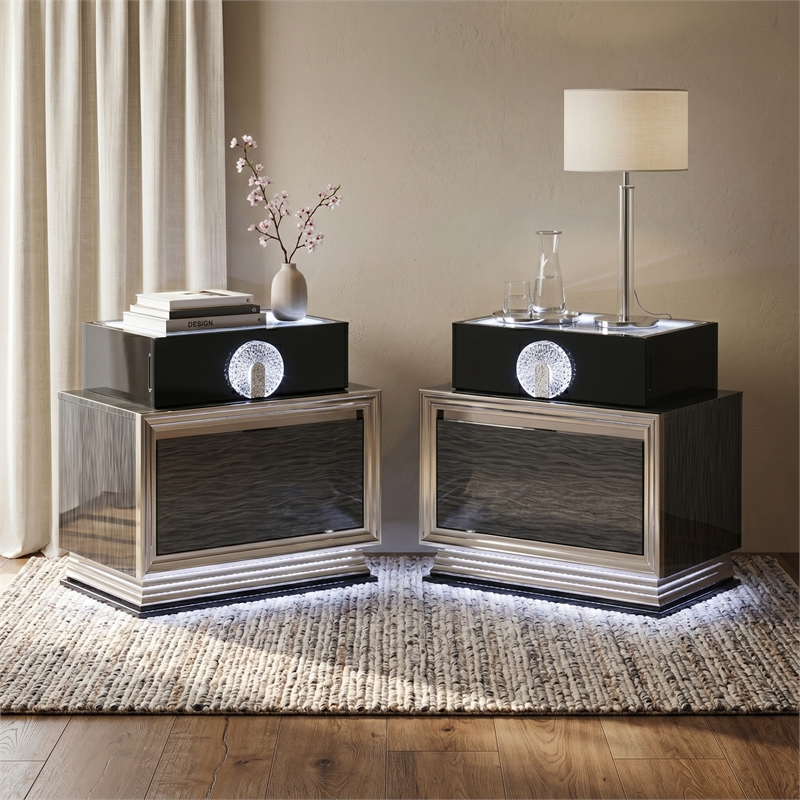 Furniture of America Elvor Solid Wood 2-Drawer Nightstand in Gray (Set of 2)