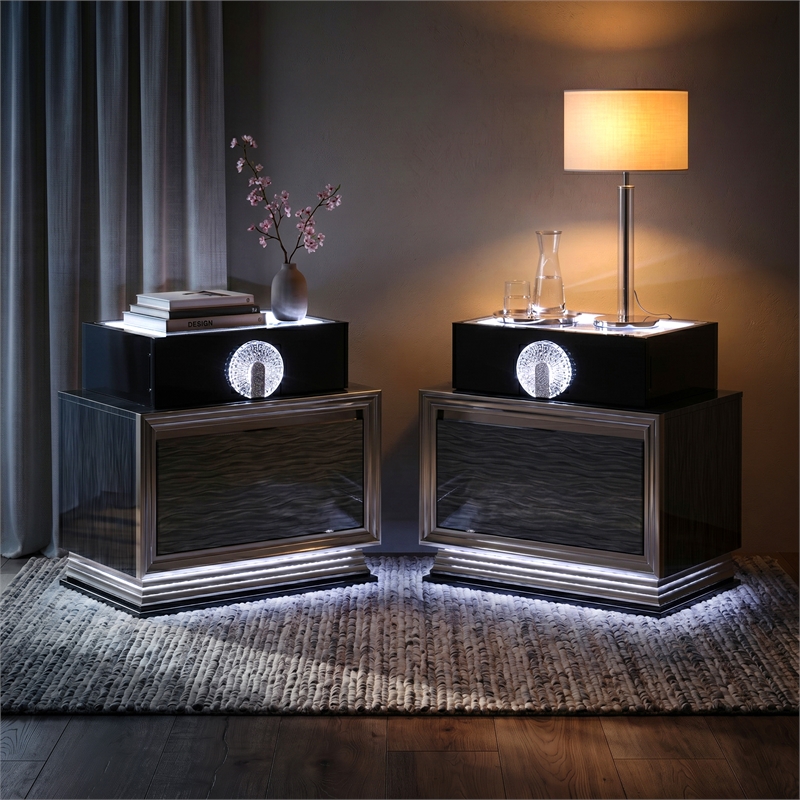 Furniture of America Elvor Solid Wood 2-Drawer Nightstand in Gray (Set of 2)