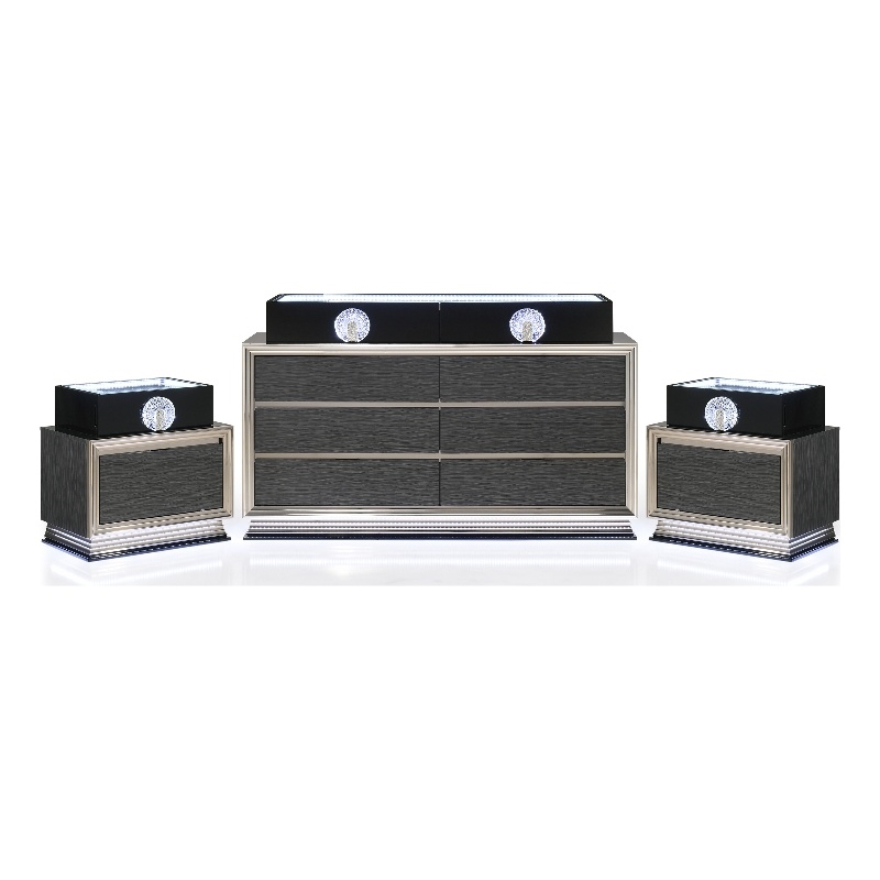 Furniture of America Elvor Solid Wood 3-Piece Nightstand and Dresser Set in Gray