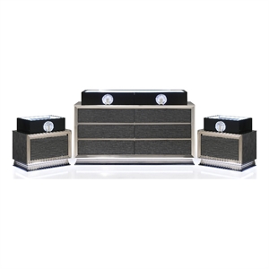 Furniture of America Elvor Solid Wood 3-Piece Nightstand and Dresser Set in Gray