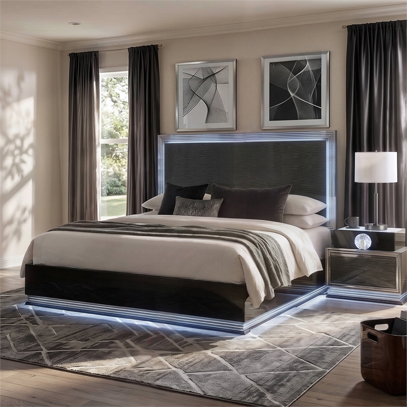 Furniture of America Elvor Solid Wood Queen 2-Piece Bedroom Set in Dark Gray