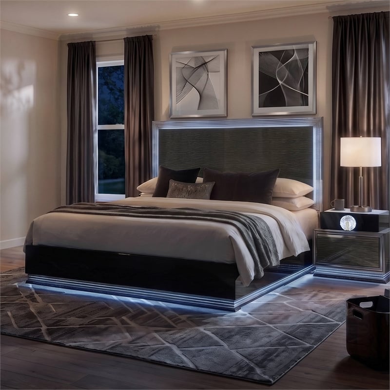 Furniture of America Elvor Solid Wood Queen 2-Piece Bedroom Set in Dark Gray