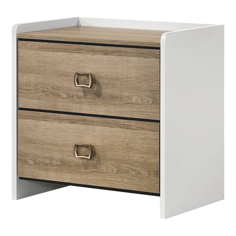 Furniture of America Valio Wood Dovetail 2-Drawer Nightstand in Oak (Set of 2)