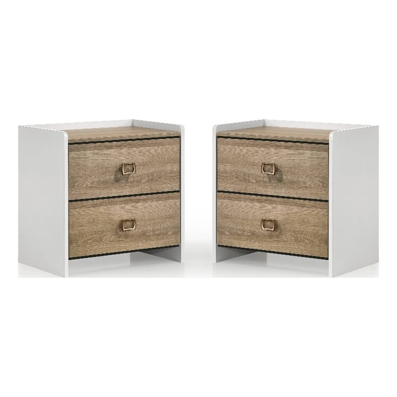 Furniture of America Valio Wood Dovetail 2-Drawer Nightstand in Oak (Set of 2)