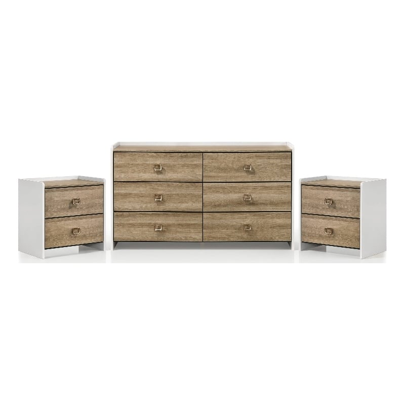 Furniture of America Valio Wood 3-Piece Nightstand and Dresser Set in Oak