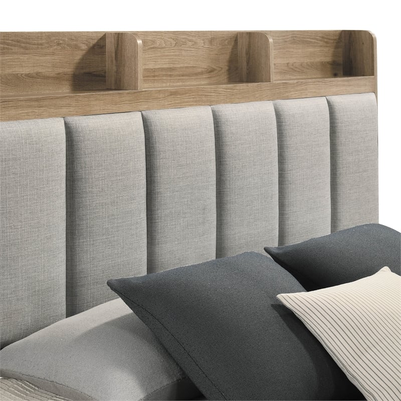 Furniture of America Valio Wood King 2-Piece Bedroom Set in Oak