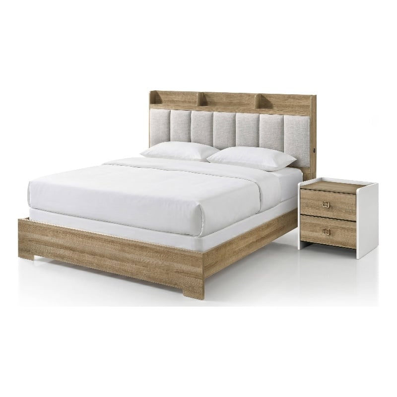 Furniture of America Valio Wood King 2-Piece Bedroom Set in Oak