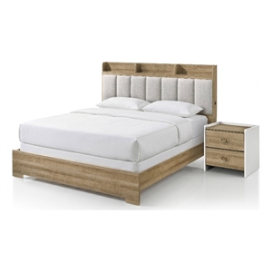 Furniture of America Valio Wood Queen 2-Piece Bedroom Set in Oak
