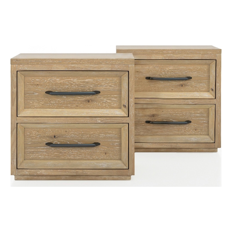 Furniture of America Tupho Solid Wood Nightstand in Natural (Set of 2)