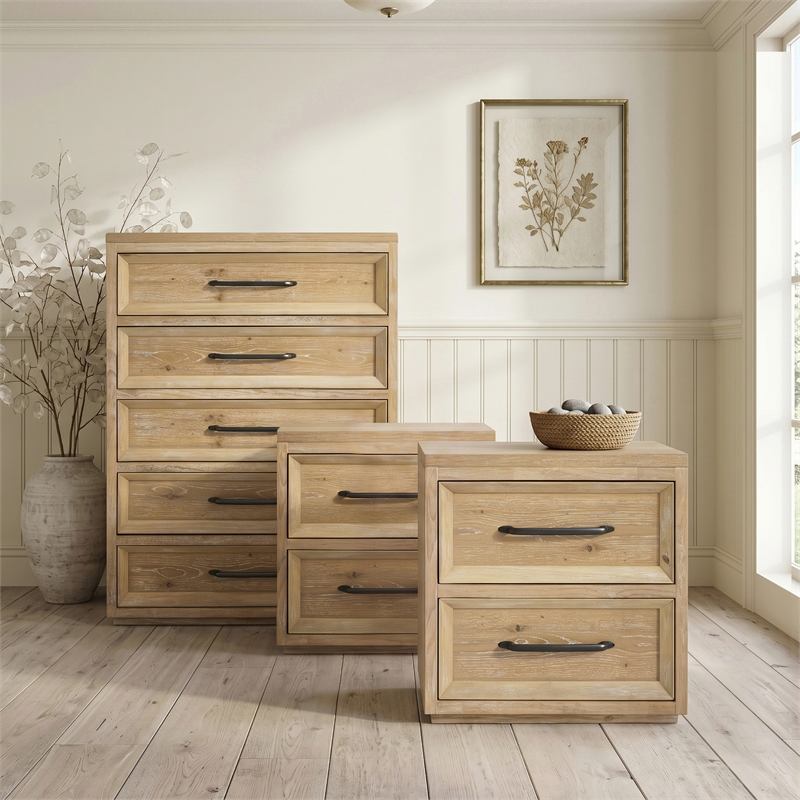 Furniture of America Tupho Solid Wood 3-Piece Bedroom Set in Natural