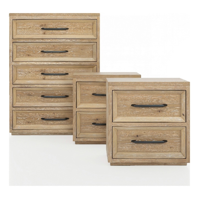 Furniture of America Tupho Solid Wood 3-Piece Bedroom Set in Natural
