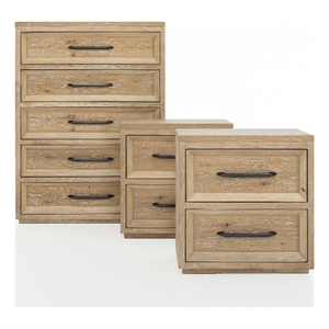 Furniture of America Tupho Solid Wood 3-Piece Bedroom Set in Natural