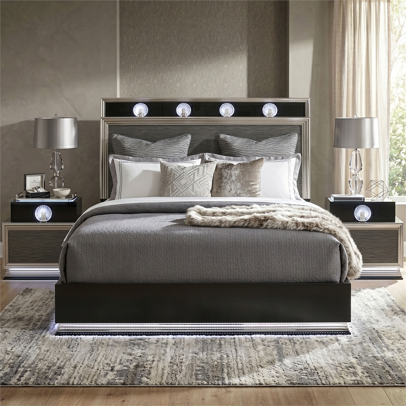 Furniture of America Elvor Solid Wood King 3-Piece Bedroom Set in Dark Gray