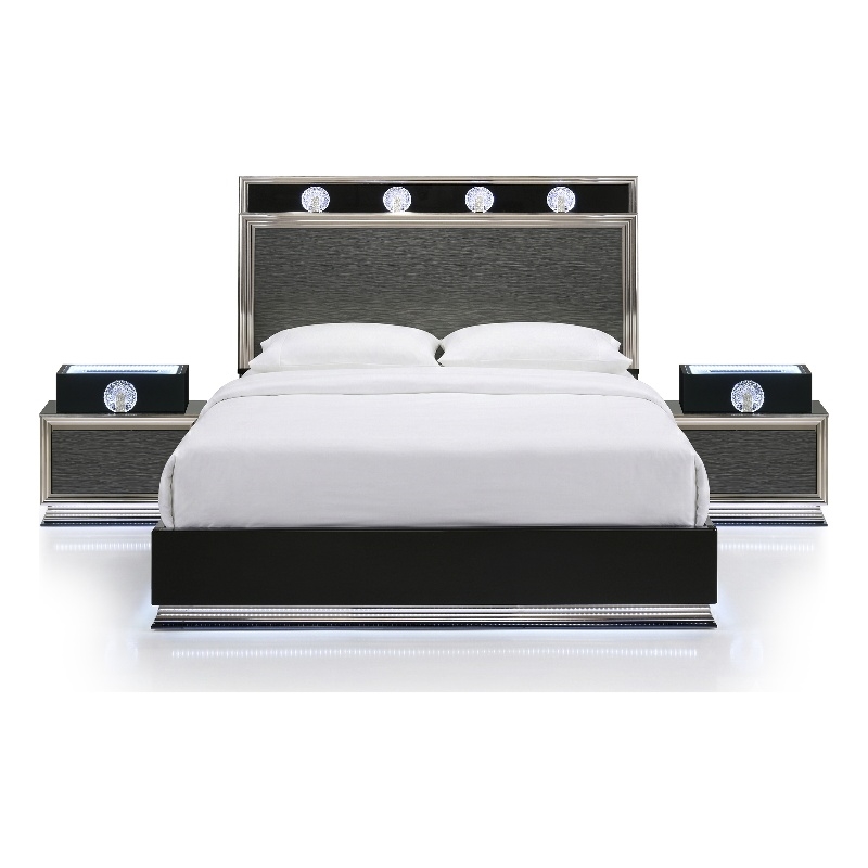 Furniture of America Elvor Solid Wood King 3-Piece Bedroom Set in Dark Gray