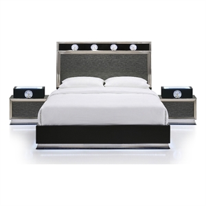 Furniture of America Elvor Solid Wood King 3-Piece Bedroom Set in Dark Gray