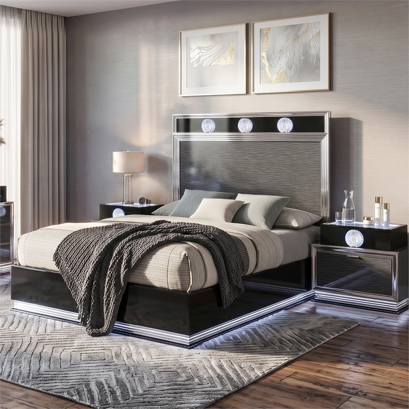 Furniture of America Elvor Solid Wood Queen 3-Piece Bedroom Set in Dark Gray