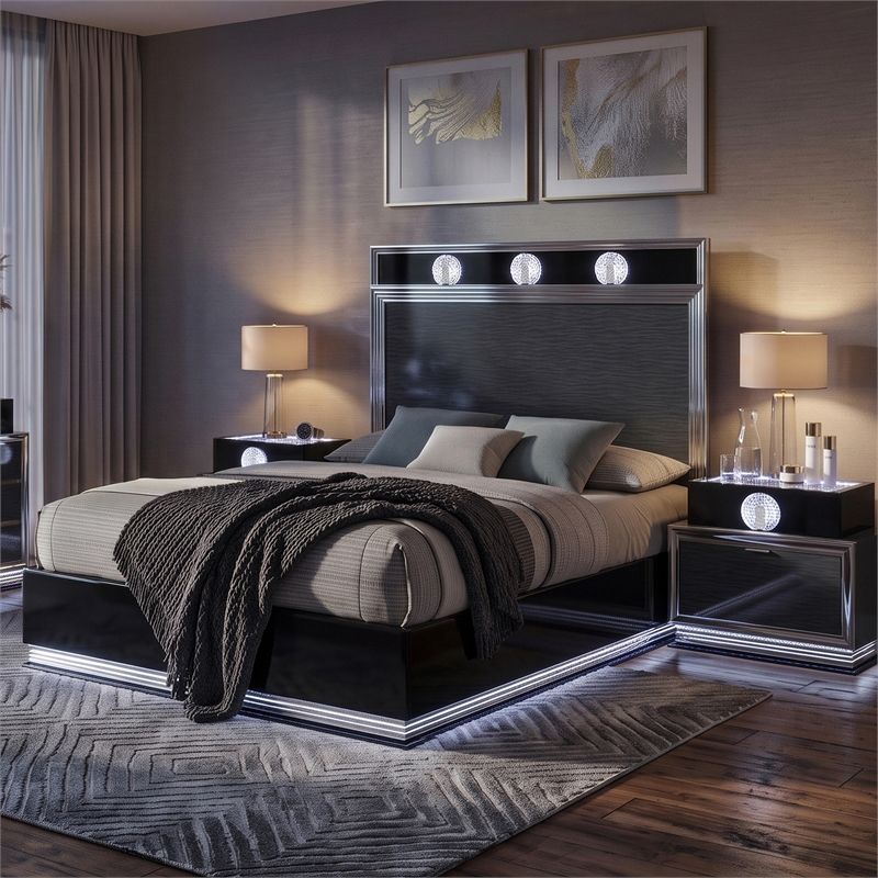 Furniture of America Elvor Solid Wood Queen 3-Piece Bedroom Set in Dark Gray