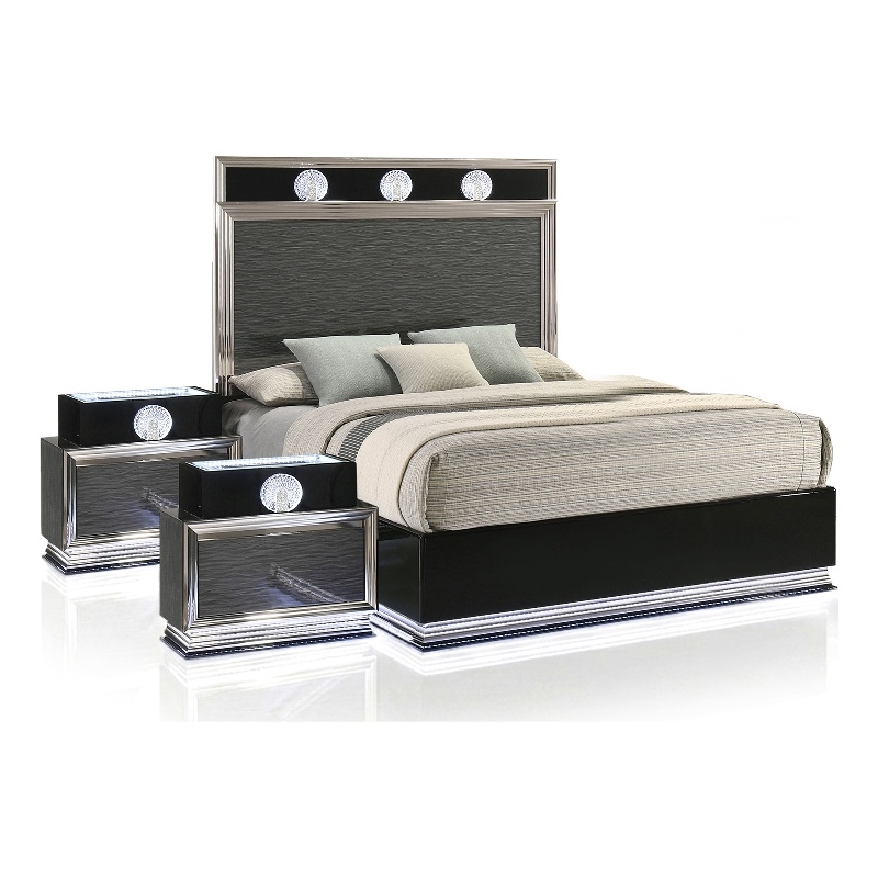 Furniture of America Elvor Solid Wood Queen 3-Piece Bedroom Set in Dark Gray