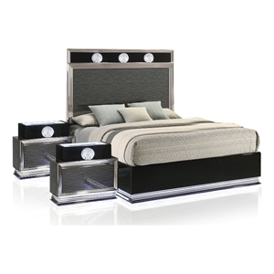 Furniture of America Elvor Solid Wood Queen 3-Piece Bedroom Set in Dark Gray