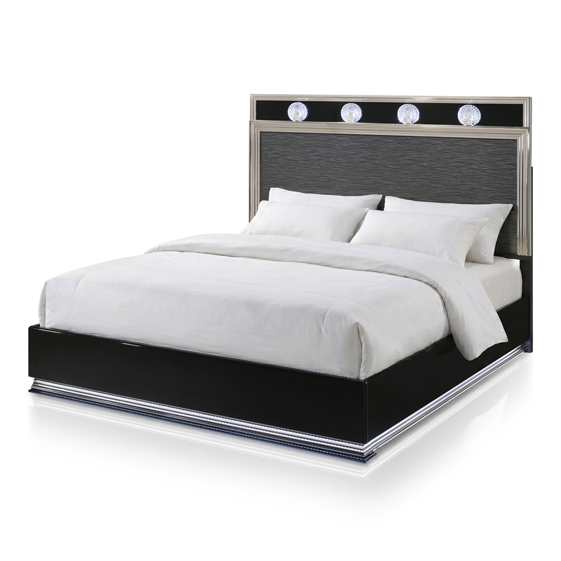 Furniture of America Elvor Solid Wood King 4-Piece Bedroom Set in Dark Gray